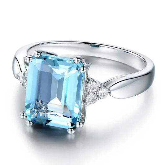 Aquamarine Gemstone Ring on a white background
