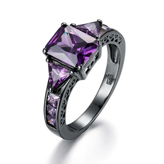 Black Amethyst Ring Purple