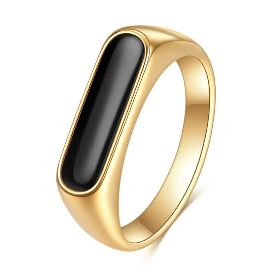 Gold Pinky Rings For Men With a black signet colorway