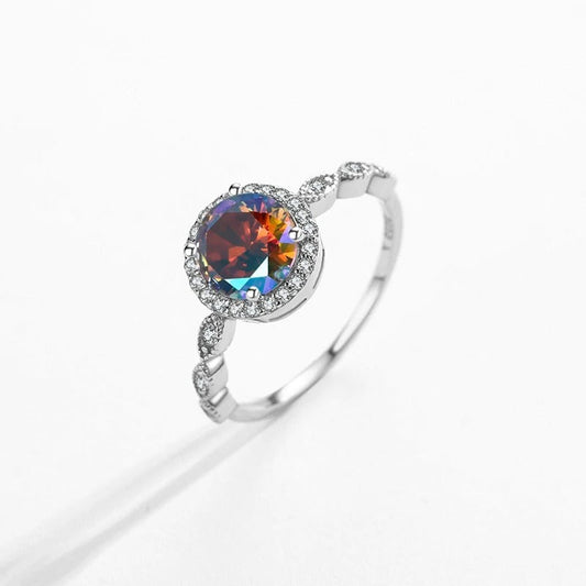 Rainbow Gemstone Ring on a white background